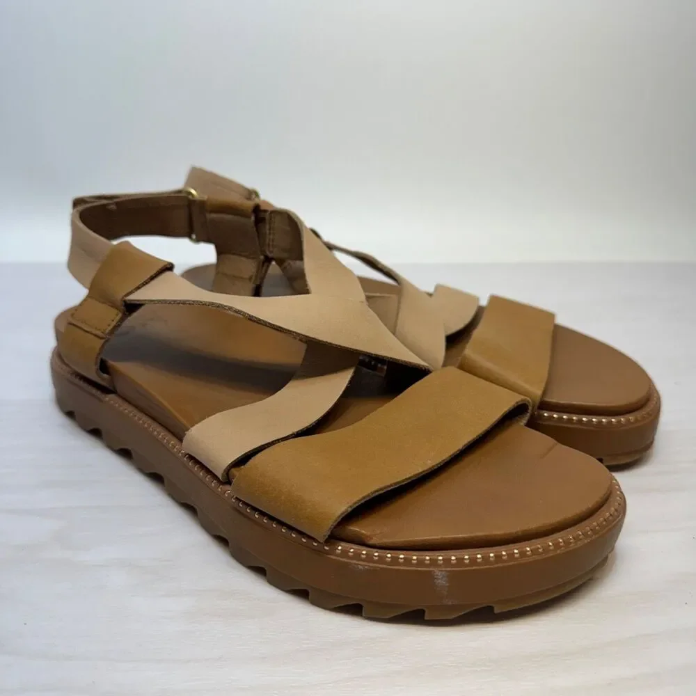 Sorel Roaming Criss Cross Sandal Women 7.5 US Brown NL3909-224 - Picture 1 of 9